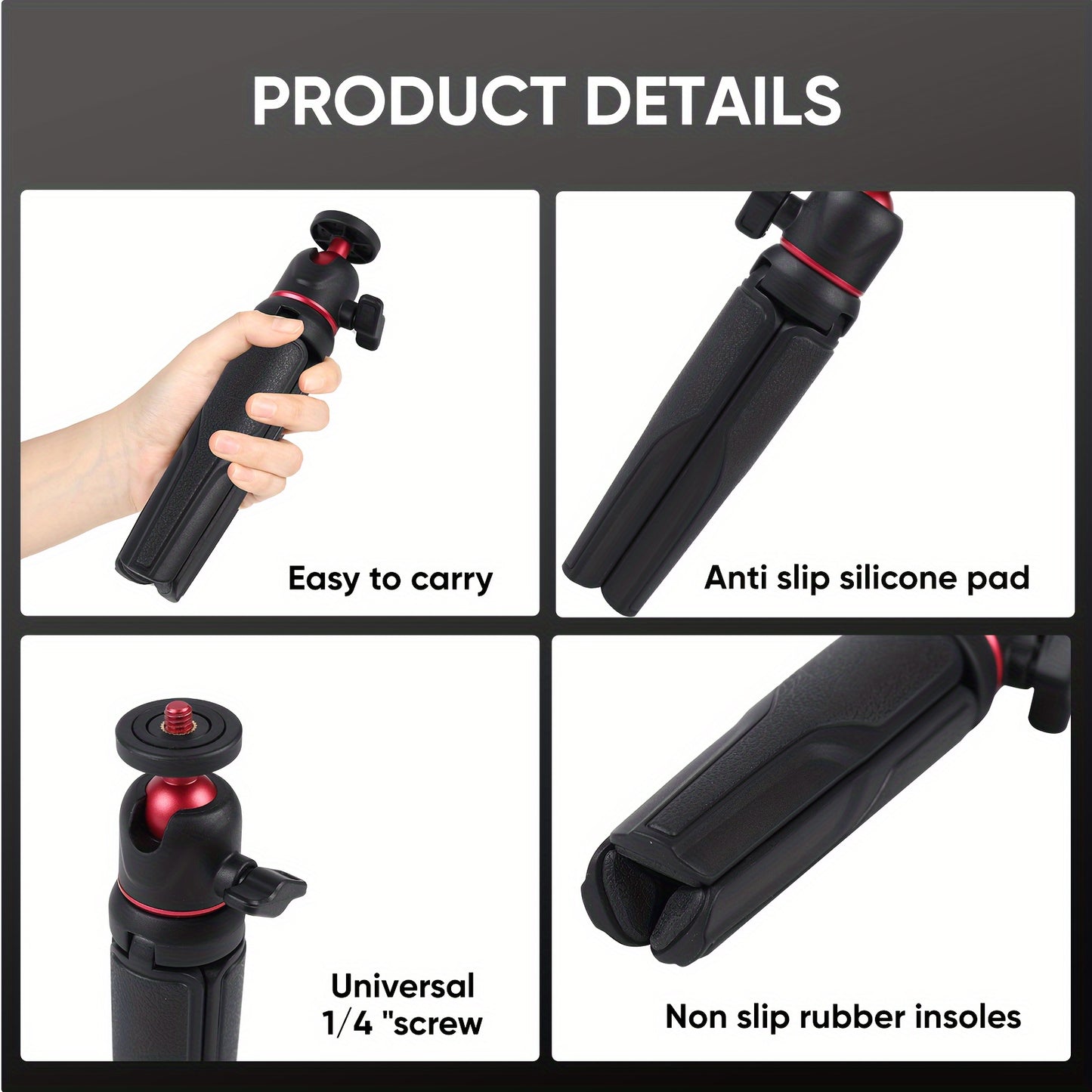 Mini Extension Pole Tripod Stand with Handle Grip for IPhone 15 Pro Max\u002FSamsung Smartphone\u002FCamera\u002FVlogging, Suitable for Webcam