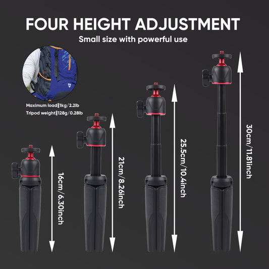 Mini Extension Pole Tripod Stand with Handle Grip for IPhone 15 Pro Max\u002FSamsung Smartphone\u002FCamera\u002FVlogging, Suitable for Webcam