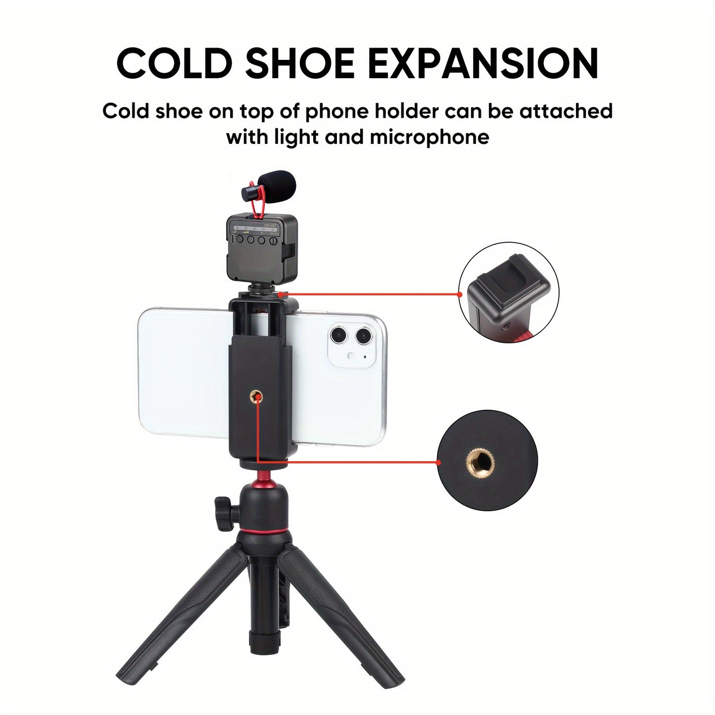 Mini Extension Pole Tripod Stand with Handle Grip for IPhone 15 Pro Max\u002FSamsung Smartphone\u002FCamera\u002FVlogging, Suitable for Webcam