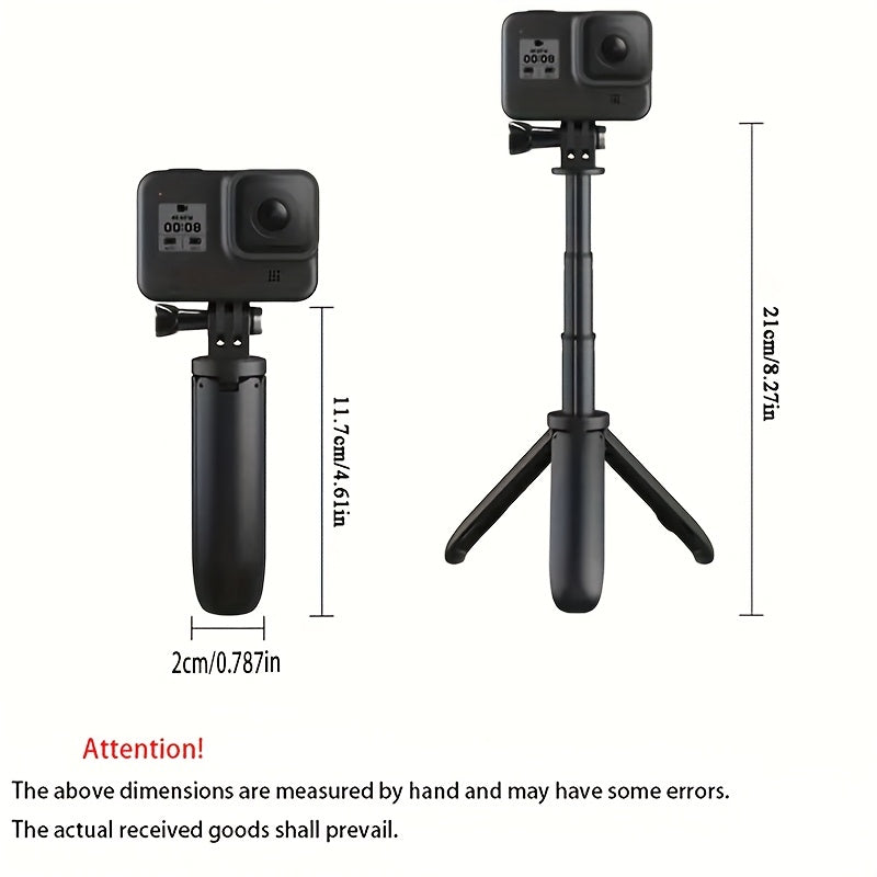 Telescopic Mini Tripod and Selfie Stick, Suitable for GoPro Hero, AXNEN SJCAM YI Action Cameras - Portable Single Leg Stand with Screw, Compact 3-Section Design for Smartphones and Action Cameras, Lightweight Photography Gear
