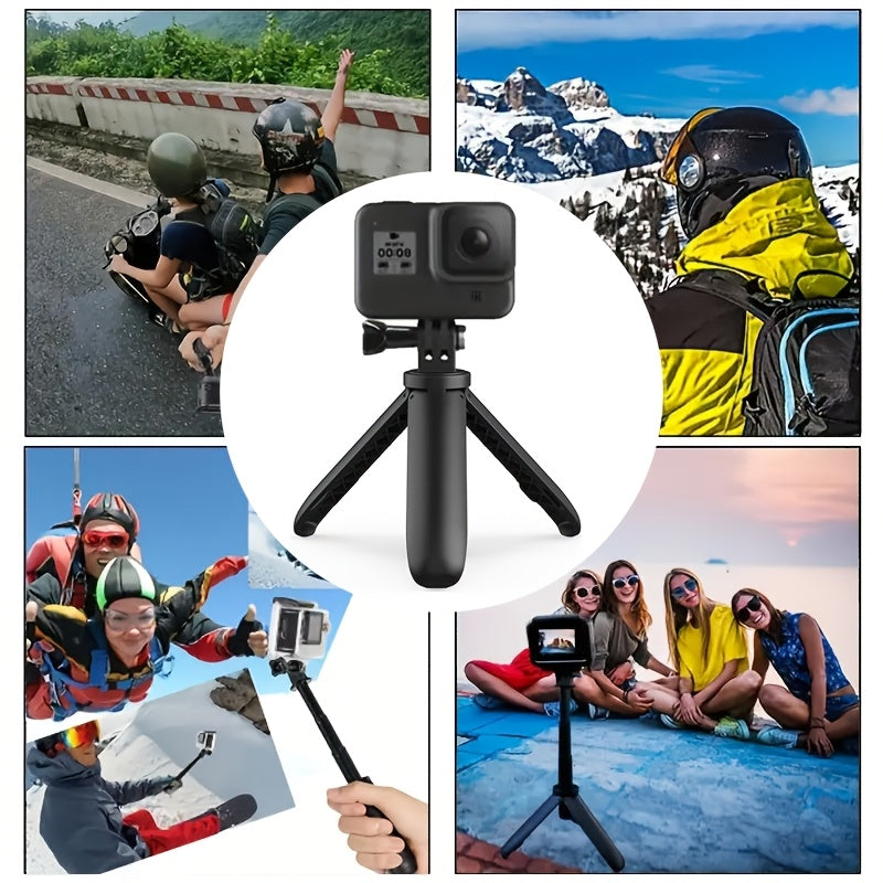 Telescopic Mini Tripod and Selfie Stick, Suitable for GoPro Hero, AXNEN SJCAM YI Action Cameras - Portable Single Leg Stand with Screw, Compact 3-Section Design for Smartphones and Action Cameras, Lightweight Photography Gear
