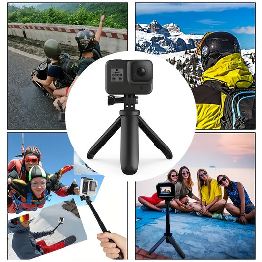 Telescopic Mini Tripod and Selfie Stick, Suitable for GoPro Hero, AXNEN SJCAM YI Action Cameras - Portable Single Leg Stand with Screw, Compact 3-Section Design for Smartphones and Action Cameras, Lightweight Photography Gear