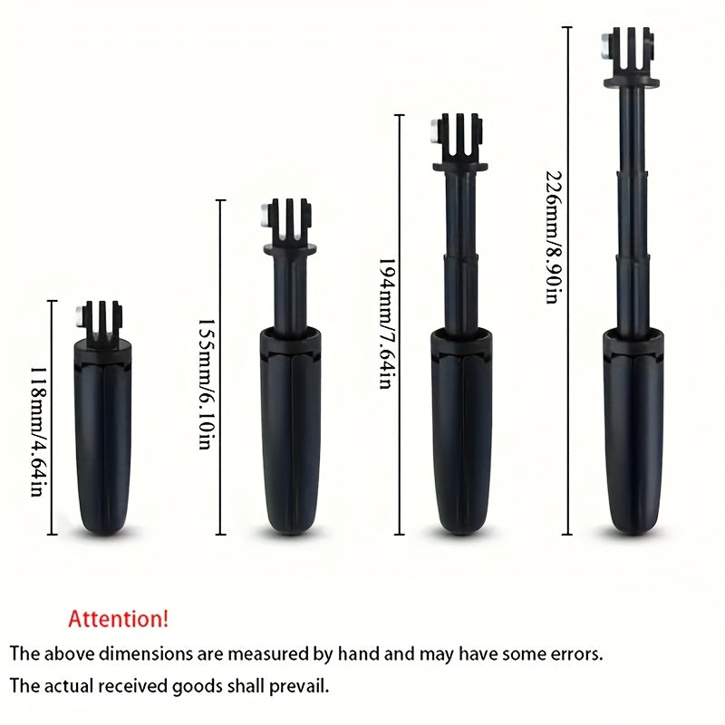 Telescopic Mini Tripod and Selfie Stick, Suitable for GoPro Hero, AXNEN SJCAM YI Action Cameras - Portable Single Leg Stand with Screw, Compact 3-Section Design for Smartphones and Action Cameras, Lightweight Photography Gear