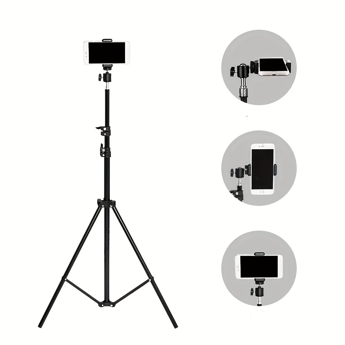 82.68inch Lightweight Mobile Phone Tripod, Retractable Selfie Stick with Phone Holder and Portable Case, Suitable for Video Recording\u002FPhotography\u002FLive Streaming Camera Stand, Ideal for Women