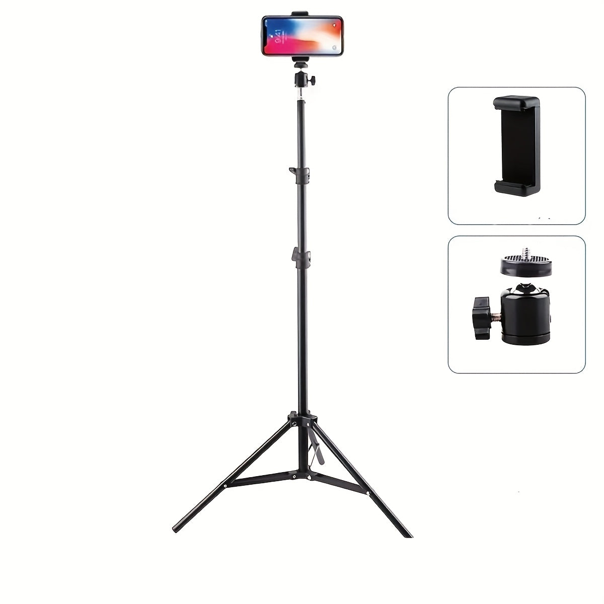 82.68inch Lightweight Mobile Phone Tripod, Retractable Selfie Stick with Phone Holder and Portable Case, Suitable for Video Recording\u002FPhotography\u002FLive Streaming Camera Stand, Ideal for Women