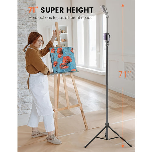 71 Inch Cell Phone Tripod And Selfie Stick, Expandable Cell Phone Tripod Mount, Universal Cell Phone Clip And 180 Degree Swivel, Easy To Carry, Compatible With Cell Phones, Camera Ring Lights